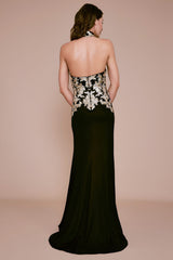 Abad Halter Sequin Embroidered Gown
