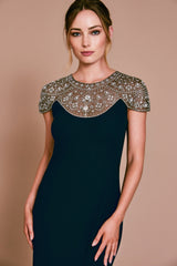 Afton Crystal Embellished Crepe Gown