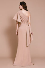 Aboah One-Shoulder Flutter Sleeve Gown