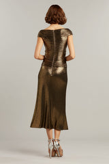 Ancelin Pleated Lam¨¦ Dress