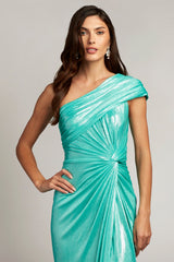 Alessia Draped One-Shoulder Lam¨¦ Gown