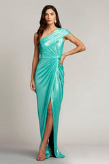 Alessia Draped One-Shoulder Lam¨¦ Gown