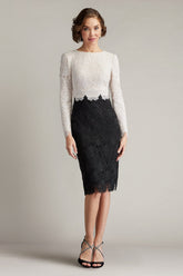Alford Reverse V-Neck Embroidered Tulle Dress