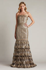 Abey Tiered Sequin Embroidered Gown