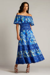 Amary Floral Pleated Chiffon Midi Dress