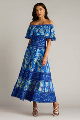 Amary Floral Pleated Chiffon Midi Dress