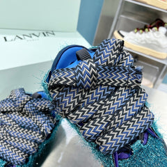 Lanvin Curb Shaggy Tweed Navy Blue