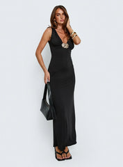 Adalie Hardware Plunge Maxi Dress Black