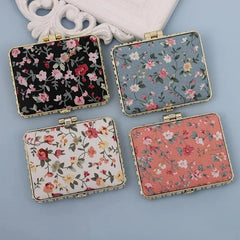 fashion artistic retro cloth printing double-sided portable mini makeup mirror