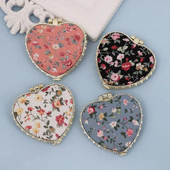 fashion artistic retro cloth printing double-sided portable mini makeup mirror