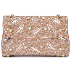 Flower Evening Handbags Chain Strap Square Shoulder Bag Crossbody Bag Crystals Rhinestone Clutch Purse