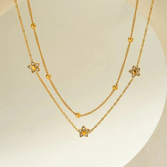 Geometric Necklace for Women in 304 Stainless Steel with 18K Gold Plated PVD Coating and Rhinestone Inlay