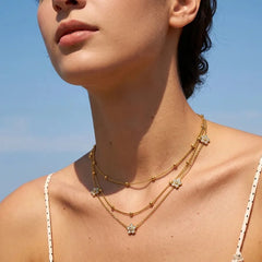Geometric Necklace for Women in 304 Stainless Steel with 18K Gold Plated PVD Coating and Rhinestone Inlay