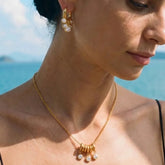 Geometric Necklace for Women in 304 Stainless Steel with 18K Gold Plated PVD Coating and Rhinestone Inlay