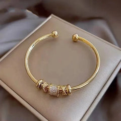 Gold Snake Bracelet with Zircon Stones