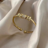 Gold Snake Bracelet with Zircon Stones