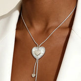 Heart Shape Necklace for Adults with Waterproof Non Tarnish Electroplated 304 Stainless Steel and Zircon Inlay. Featuring Woven Chain