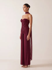 Carina Maxi Dress - Burgundy