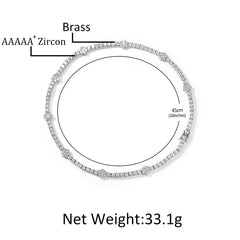 High Quality 5A Zircon Flower Tennis Chain Hip Hop Necklace Cool Trendy Unisex Lightweight Clavicle Jewelry Accessory