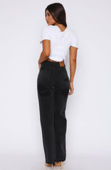 Alana High Waisted Straight Leg Jeans Black Acid