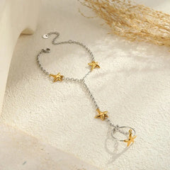 INS Stainless Steel Hand Jewelry Light Luxury High-End Fashionable Elegant Interlocking Starfish Interlocking Bracelet Jewelry Wholesale