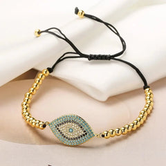 ins style devil's eye copper plating inlay zircon 18k gold plated bracelets