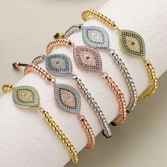 ins style devil's eye copper plating inlay zircon 18k gold plated bracelets