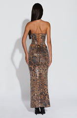 Beatrice Maxi Skirt - Sequin Leopard Print