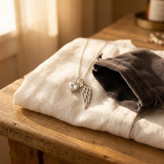 Aluma Guardian Angel Wing Necklace with Cubic Zirconia