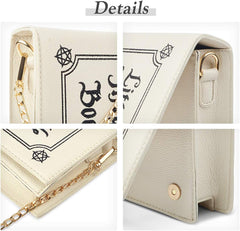 Magic Book Purse Small Crossbody Bags Purse for Women Leather Shoulder Handbag with Chain Shoulder Strap