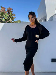 AMAYA – SOFT SWEATER OVERLAY DRESS SET