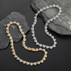 Heart Shape Zircon Plating Bracelet and Necklace