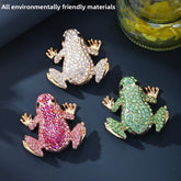 Frog Pin in Green Zinc Alloy Featuring Diamond Craft