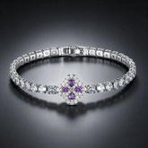 Unisex Flowers Bracelet with Electroplated Copper and Zircon Inlay. Sweet Style Jewelry