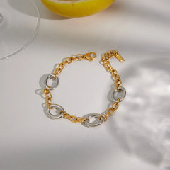 Electroplated Flowers Bracelet for Women in 304 Stainless Steel with 18K Real Gold PVD Coated Handmade Chain