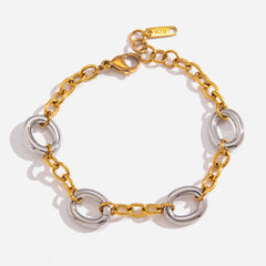 Electroplated Flowers Bracelet for Women in 304 Stainless Steel with 18K Real Gold PVD Coated Handmade Chain