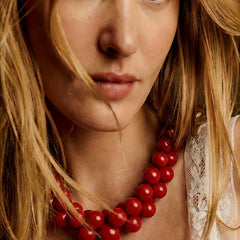 Bohemian Geometric Gold Acrylic Beaded Necklace for Women with Regular Chain