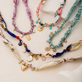 Minimalist Necklace Heart Natural Pearl Eight-Pointed Star Zircon Four-Leaf Clover Multi-Pendant Copper Shell Water Plated Asymmetric Rope Chain Necklace