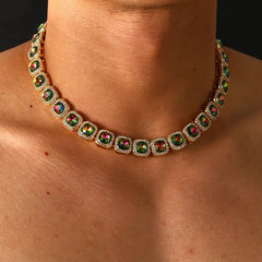 Simple Style Square Alloy Inlay Zircon Men's Choker