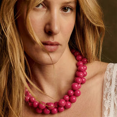 Bohemian Geometric Gold Acrylic Beaded Necklace for Women with Regular Chain