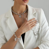 Beading Necklace made of CCB with Electroplated Finish and Alloy Pendant for Women