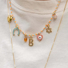 Fashionable Letter Titanium Steel Necklace DIY Summer Punched Pendant Rope Woven Chain Electroplated 18K Gold Colorful Jewelry
