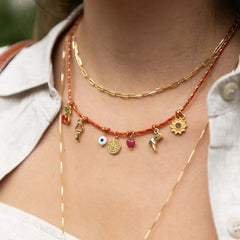 Fashionable Letter Titanium Steel Necklace DIY Summer Punched Pendant Rope Woven Chain Electroplated 18K Gold Colorful Jewelry