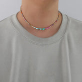 Three-Claw Gradient Color Zircon Tennis Necklace New Trendy Unique Chain Hip Hop Style Style Twin