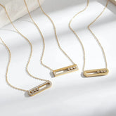Polished Oval Necklace for Women in 304 Stainless Steel with Real Gold PVD Coated Plating and Zircon Inlay on Cable Chain