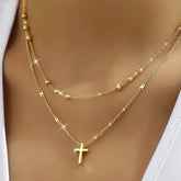 Retro Classic Style Cross Alloy cable chain Layered Necklaces Wholesale