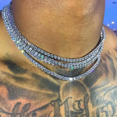 rock punk streetwear geometric copper inlay zircon men's long necklace
