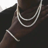 rock punk streetwear geometric copper inlay zircon men's long necklace