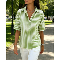 Alicia - Soft-Touch Striped V-Neck Top