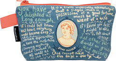 The Unemployed Philosophers Guild Jane Austen Bag - 9 Canvas Zipper Romance Themed Pouch for Pencils. Tools. Cosmetics. Toiletries and More